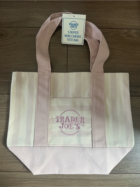 Handbags - Pink Striped Mini Canvas Trader Joe’s Tote Bag